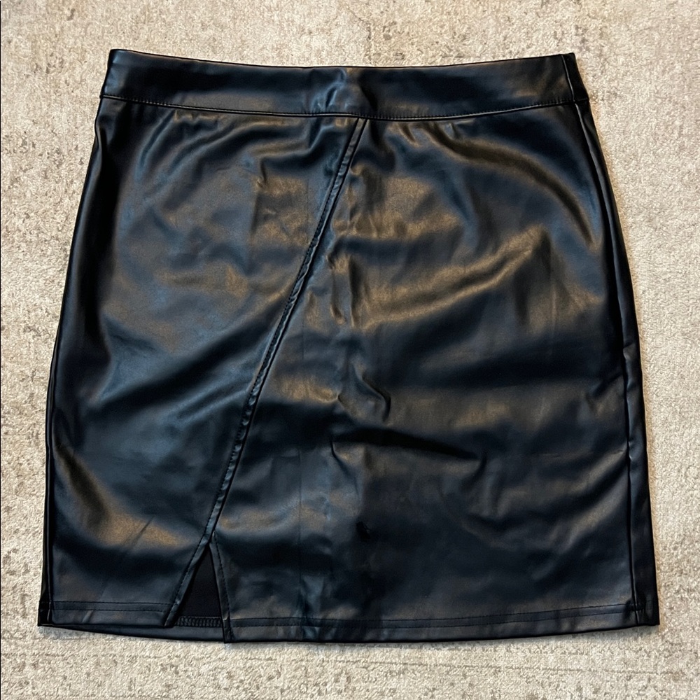 Black Faux Leather Skirt